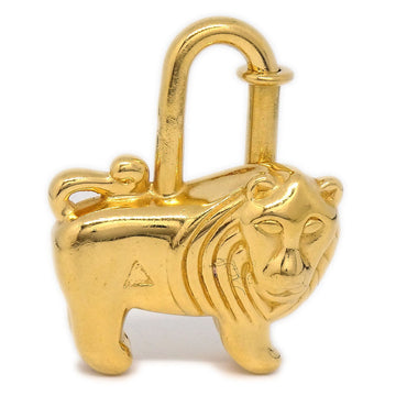 HERMES * Lion 1997 Limited Cadena Lock Bag Charm Gold Small Good 12717
