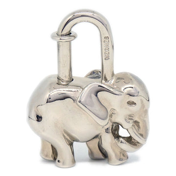 HERMES 1988 Limited Elephant Cadena Lock Bag Charm Silver Small Good 22015