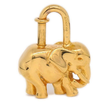 HERMES 1988 Limited Elephant Cadena Lock Bag Charm Gold Small Good 51794