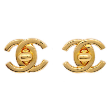 CHANEL Turnlock Earrings Gold 95A 52008