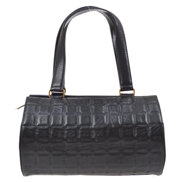 CHANEL Choco Bar Round Hand Bag Black Lambskin 00659