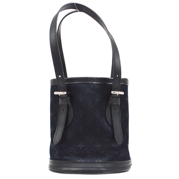 LOUIS VUITTON LITTLE BUCKET HAND BAG BLACK MONOGRAM SATIN M92144