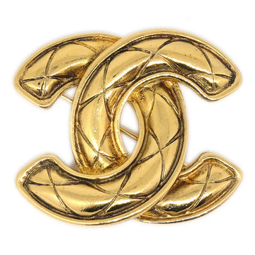 CHANEL Quilted CC Brooch Pin Gold 1153 AK38371g