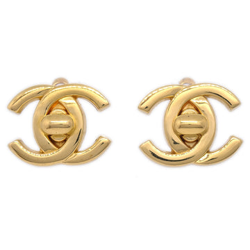 CHANEL Turnlock Earrings Gold 95A 52011