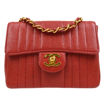 CHANEL 1991-1994 Vertical Classic Square Flap 17 Red Caviar 22112