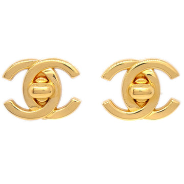 CHANEL Turnlock Earrings Gold 95A 13228