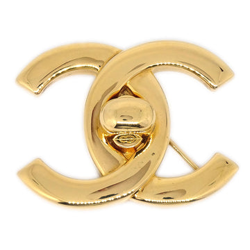 CHANEL Turnlock Brooch Pin Gold 96P 13234