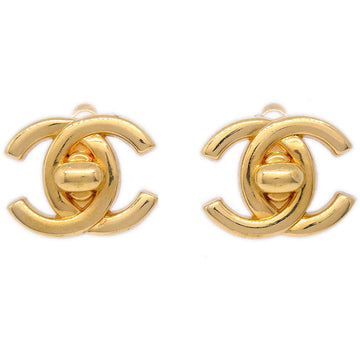 CHANEL Turnlock Earrings Gold 96A 22601