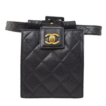 CHANEL 1991-1994 Black Caviar Belt Bag #70 00677