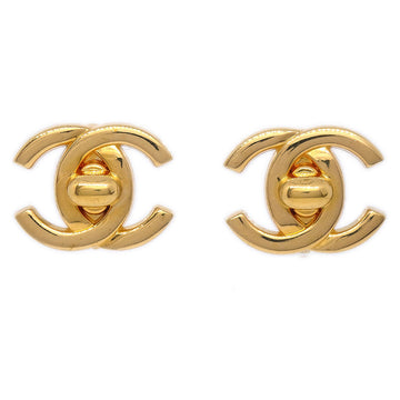 CHANEL Turnlock Earrings Gold Small 95A 00575