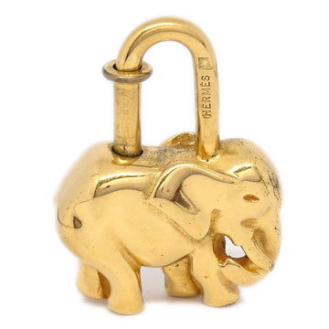 HERMES Elephant Cadena Padlock Gold Small Good 14451