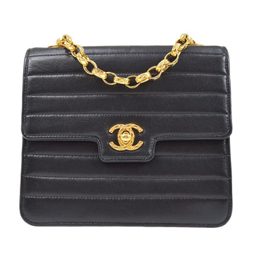 CHANEL 1991-1994 Black Lambskin horizontal Flap Bag 93540