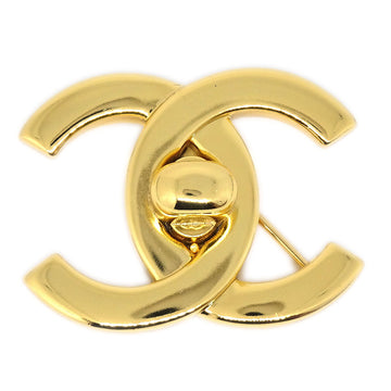 CHANEL Turnlock Brooch Pin Corsage Gold 96P 03513