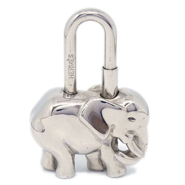 HERMES Elephant Cadena Lock Bag Charm Silver SMALL GOOD 84362