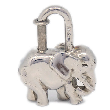 HERMES Elephant Cadena Lock Bag Charm Silver SMALL GOOD 84364