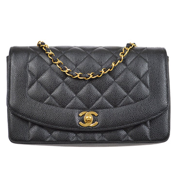 CHANEL Medium Diana Chain Shoulder Bag Black Caviar 84432