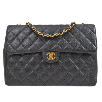 CHANEL 2000-2001 Classic Flap Jumbo Black Caviar 64289