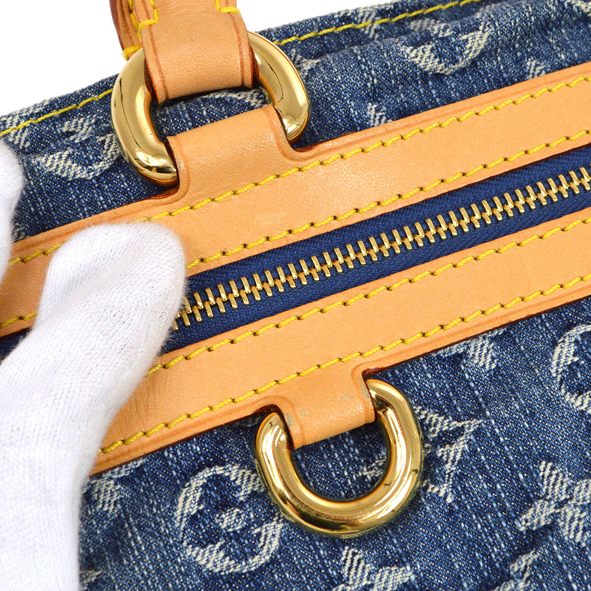 Louis Vuitton Flat Shopper Tote Handbag Monogram Denim M95018