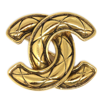 CHANEL Quilted CC Brooch Pin Corsage Gold 1153 75175