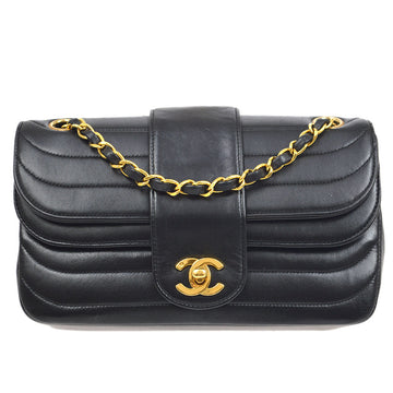 CHANEL Black Lambskin Double Chain Shoulder Bag AK16890g