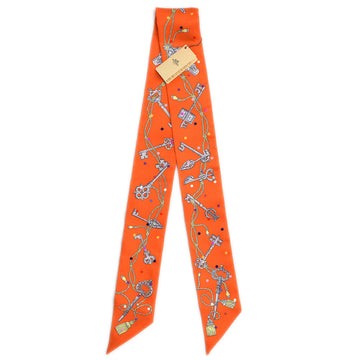 HERMES 2022 Les Cles a Pois Twilly Scarf 65860