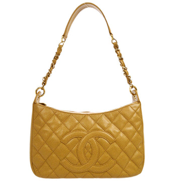 CHANEL 2003-2004 Hobo Bag Beige Caviar 15749