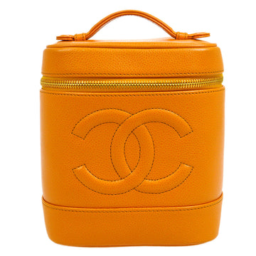 CHANEL 1997-1999 Timeless Vanity Handbag Orange Caviar 24780
