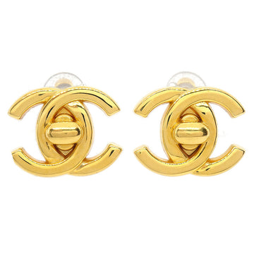 CHANEL★ Turnlock Earrings Gold 96A AK35585e