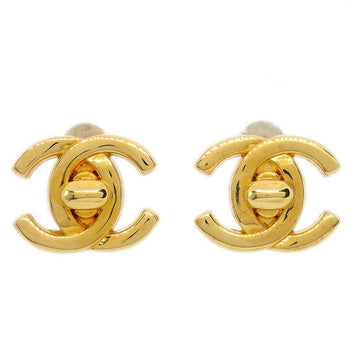 CHANEL Turnlock Earrings Gold Small 95A AK35544f