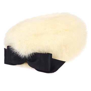 CHANEL 2003 Fur Hat White 47068