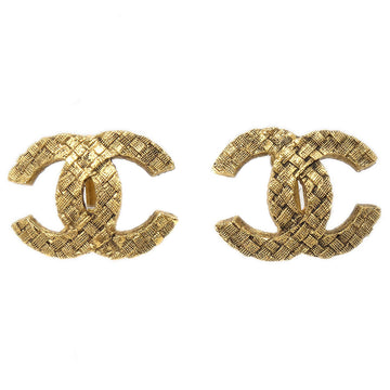 CHANEL Woven CC Earrings Clip-On Gold 2913 17238