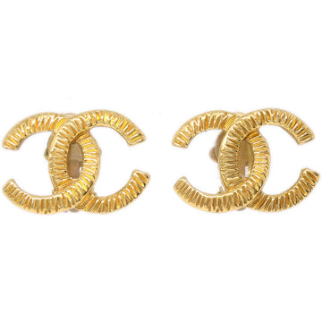 CHANEL 1993 CC Earrings Clip-On Gold 56625
