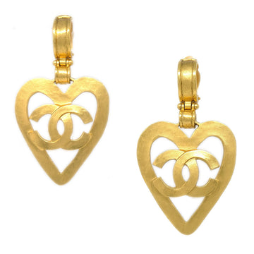 CHANEL 1995 Heart Earrings Gold Clip-On 56915