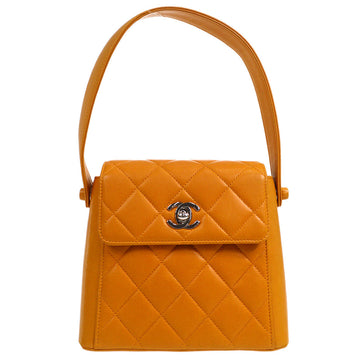 CHANEL 1997-1999 Flap Handbag Mini SHW Orange Lambskin 26317