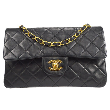 CHANEL Classic Double Flap Small Shoulder Bag Black Lambskin 17400