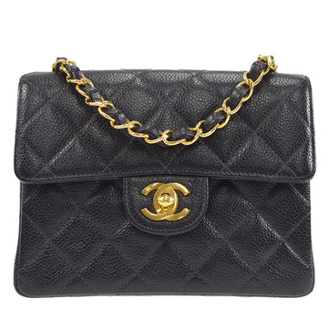 CHANEL 1997-1999 Classic Square Flap Mini 17 Black Caviar 18134