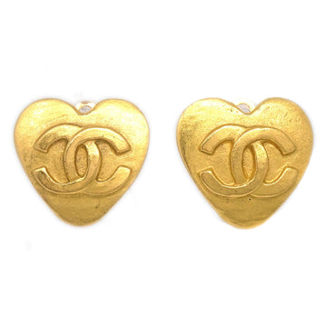 CHANEL 1995 Heart Earrings Clip-On Gold 95P 27092