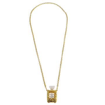 CHANEL Perfume Bottle Gold Chain Pendant Necklace 27096