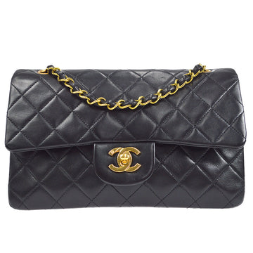 CHANEL Classic Double Flap Small Shoulder Bag Black Lambskin 56373