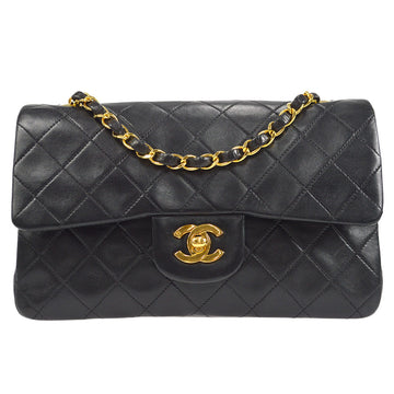 CHANEL Classic Double Flap Small Shoulder Bag Black Lambskin 56551