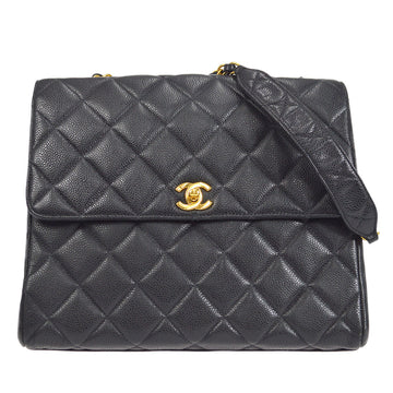 CHANEL Chain Shoulder Bag Black Caviar 57054