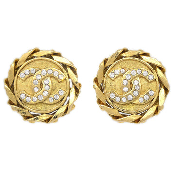 CHANEL 1988 Crystal & Gold CC Earrings Clip-On 23 27354