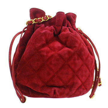 CHANEL 1986-1988 Bucket Bag Mini Red Suede 91407