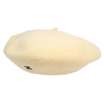 CHANEL 1998 Hat Beret Ivory #57 56968