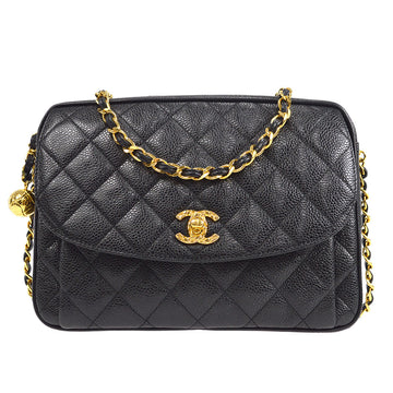 CHANEL Chain Shoulder Bag Black Caviar 27217