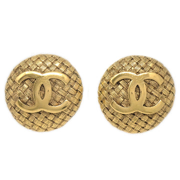 CHANEL 1994 Woven CC Round Earrings Gold 2855 27349