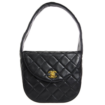 CHANEL 1991-1994 Flap Handbag Mini Black Lambskin 17190