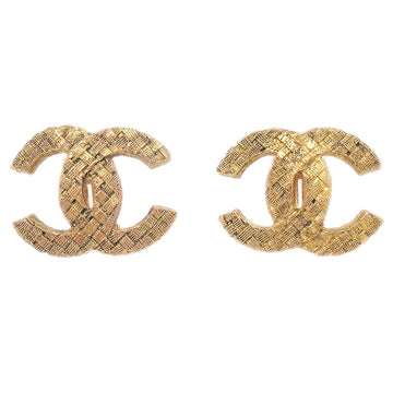 CHANEL Woven CC Earrings Clip-On Gold 2913 26228