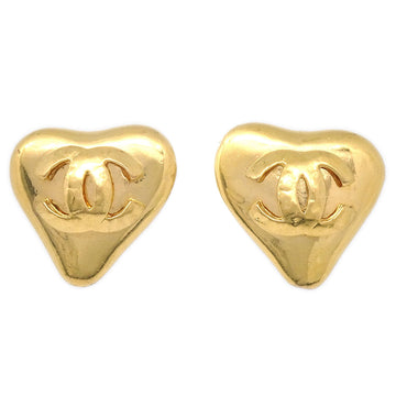 CHANEL 1993 Heart Earrings Clip-On Gold 93P 27093
