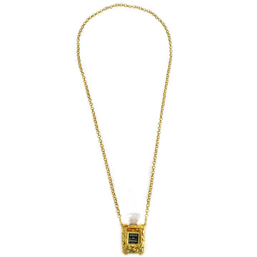 CHANEL Perfume Bottle Gold Chain Pendant Necklace 27094